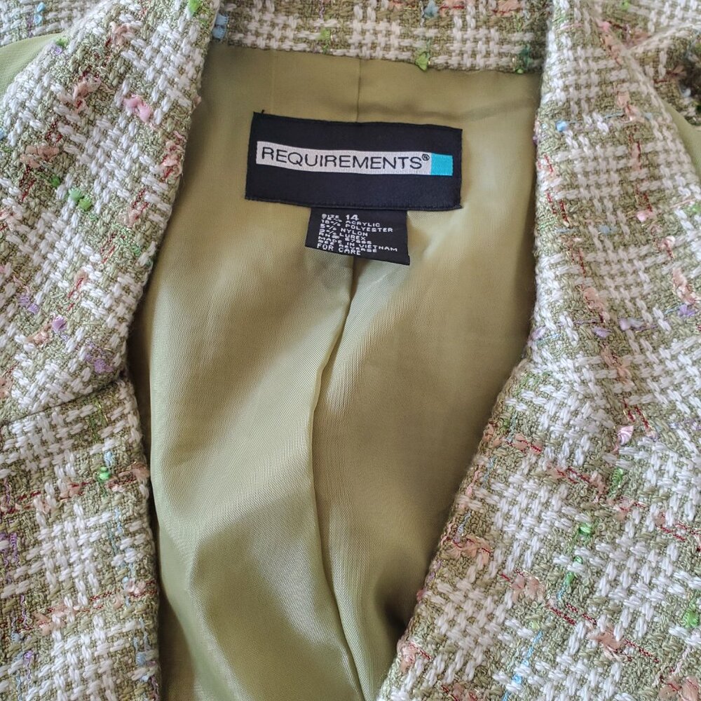 Vintage Requirements Women’s Jacket Light Green Long Sleeve Buttons Size 14 - Picture 3 of 3